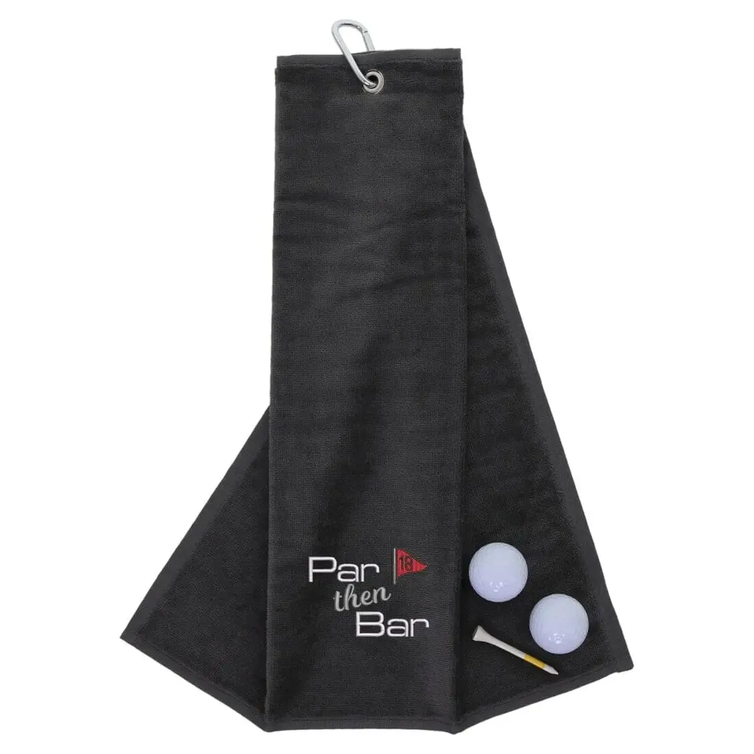 Tri-Fold Golf Towel Embroidered With Par Then Bar Logo