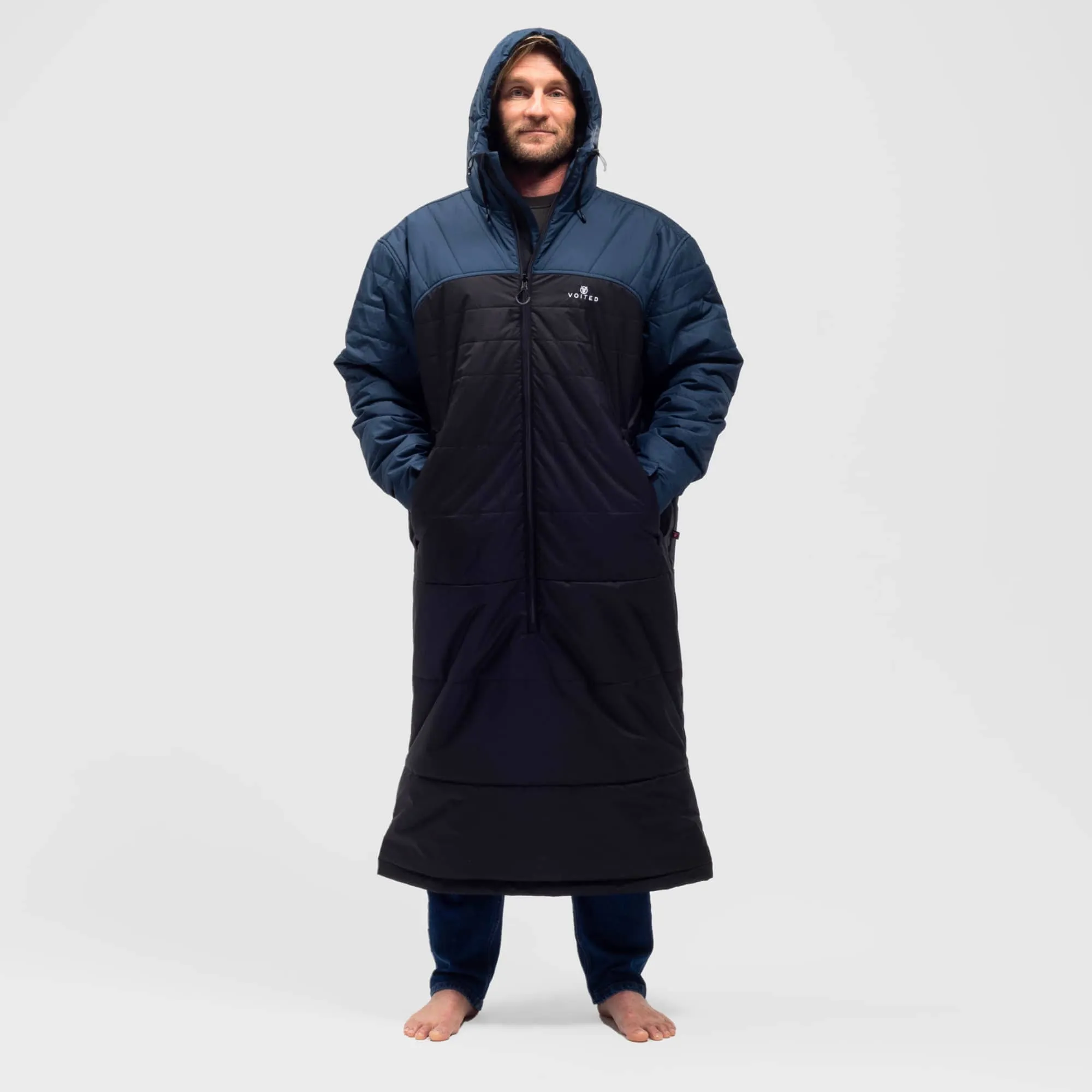 VOITED Premium Slumber Jacket for Camping, Vanlife & Indoor - Navy / Black / Navy