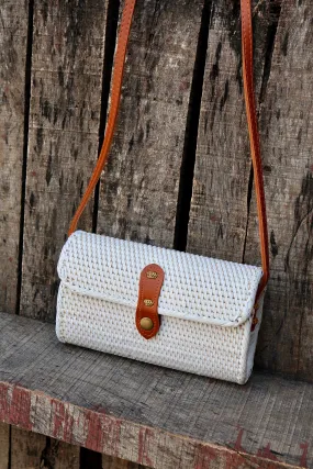 White Rattan Bali Bag, Shoulder Bag, Handwoven Crossbody Purse, Braided Straw Bag, Bohemian Style Rattan Bags, Gift for her