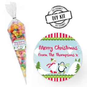 Winter Wonderland Christmas Personalised Sweet Cone Bag Favour Kit - Pack of 15