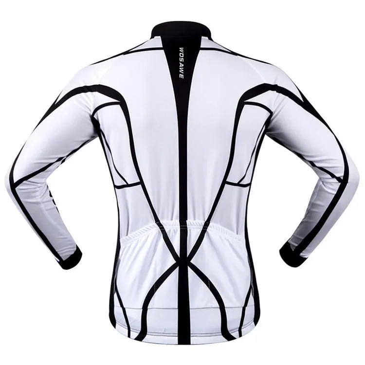 WOSAWE Muscle White Long Sleeve Cycling Jersey